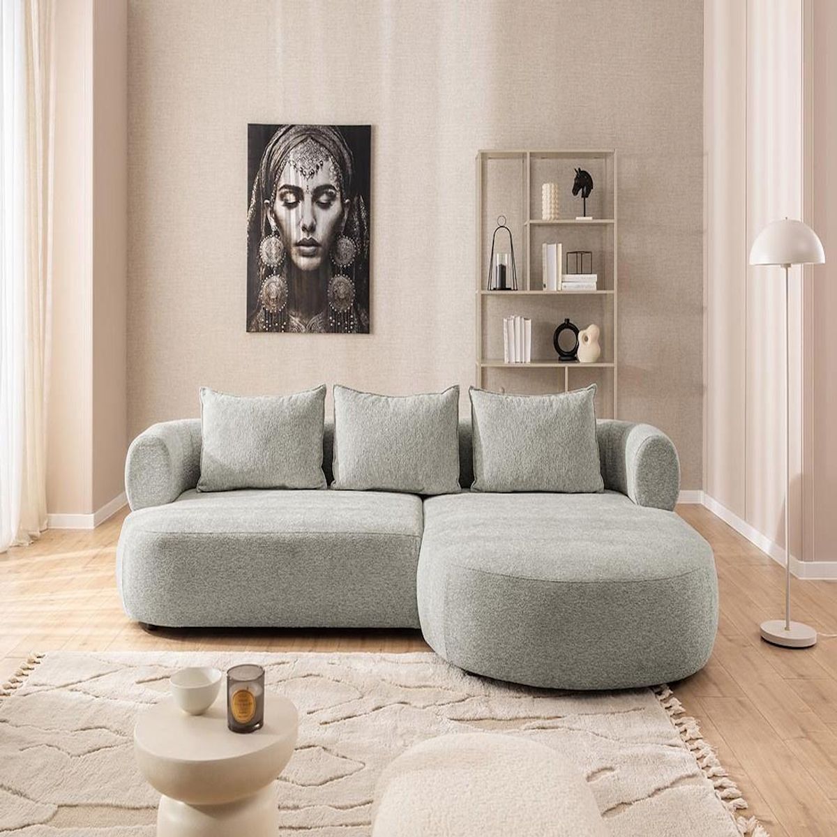 LISA DESIGN Angela - canapé d'angle droit 4 places en velours texturé