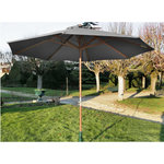 Proloisirs Parasol droit en bois - Diamètre 300 cm - Toile couleur grise