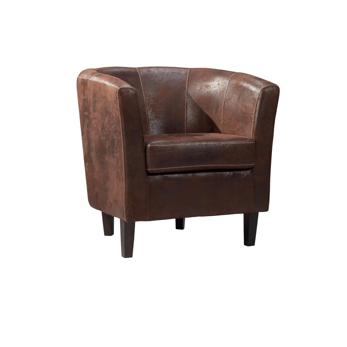 Fauteuil club PORTLAND, tissu marron vintage 