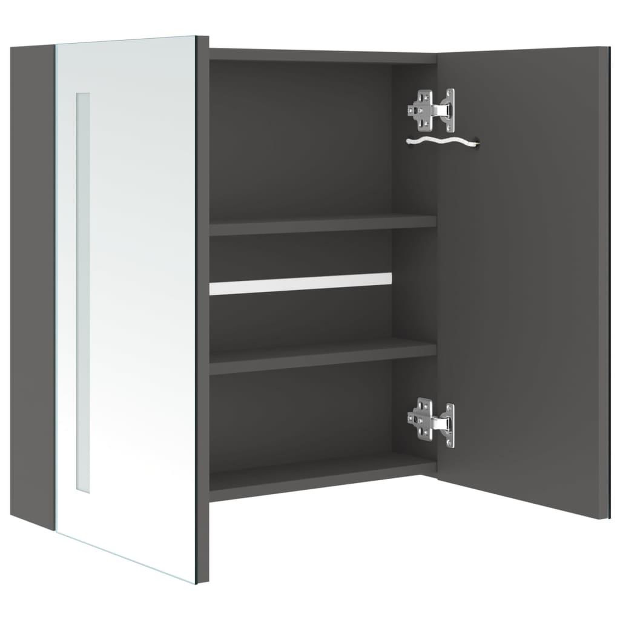 Voir la diapositive 5 : VIDAXL Armoire de salle de bain a miroir LED Gris 62x14x60 cm