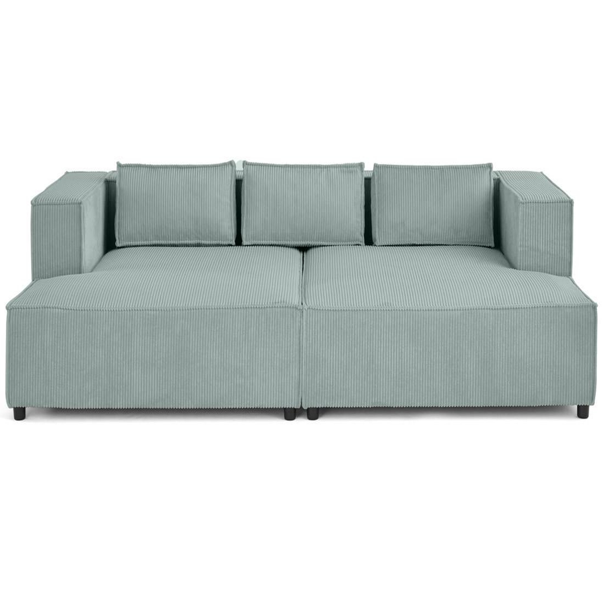 Voir la diapositive 1 : LISA DESIGN Stella - canapé droit 3 places avec double méridienne - assise profonde - en velours côtelé