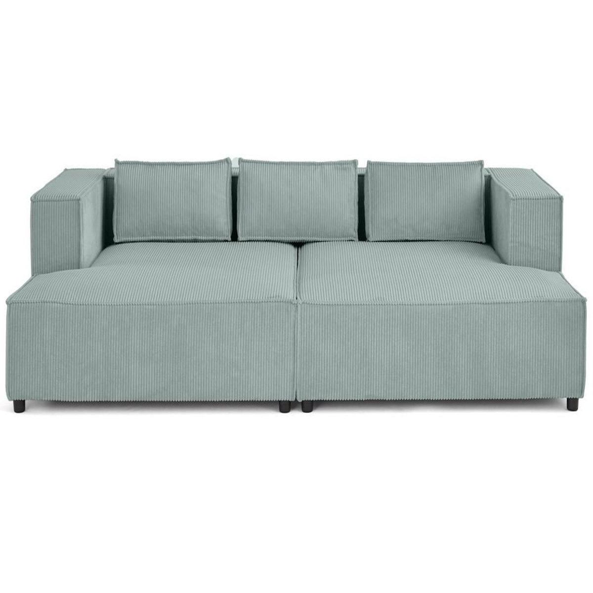 LISA DESIGN Stella - canapé droit 3 places avec double méridienne - assise profonde - en velours côtelé