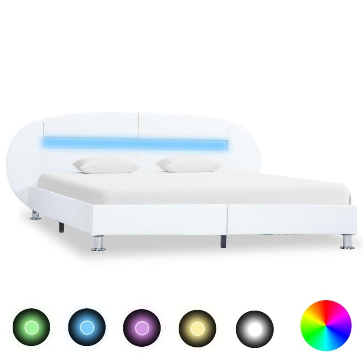 VIDAXL Cadre de lit avec LED Blanc Similicuir 120 x 200 cm