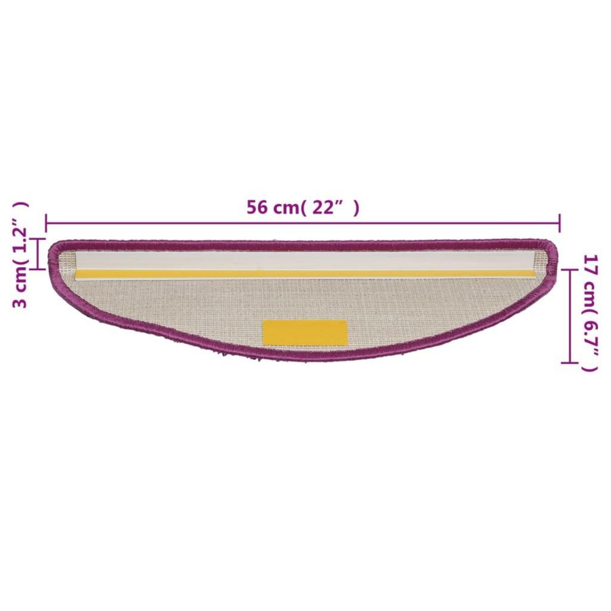 VIDAXL Tapis d'escalier 10 pcs 56x17x3 cm Violet