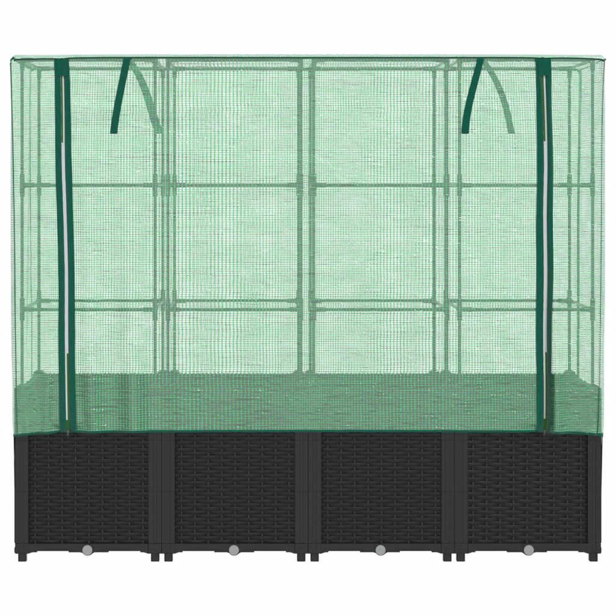Voir la diapositive 4 : VIDAXL Jardiniere surelevee avec housse aspect rotin 160x40x153 cm
