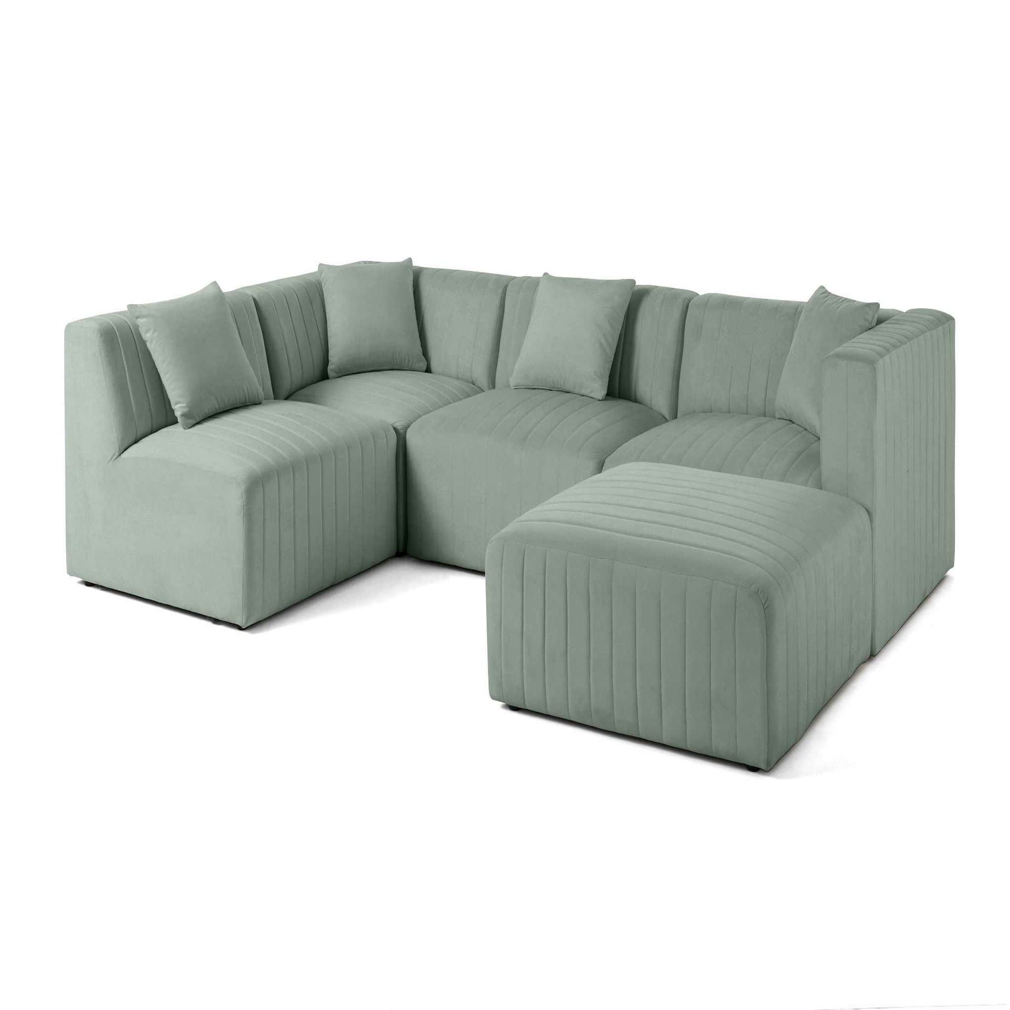 Voir la diapositive 2 : LISA DESIGN Nova - canapé modulable d'angle gauche - 5 places - avec pouf d'appoint - en velours