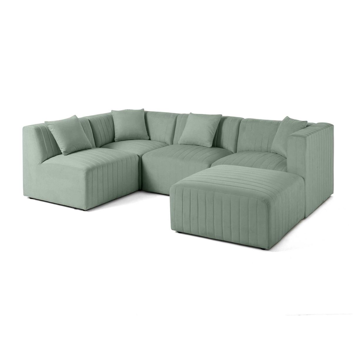 LISA DESIGN Nova - canapé modulable d'angle gauche - 5 places - avec pouf d'appoint - en velours