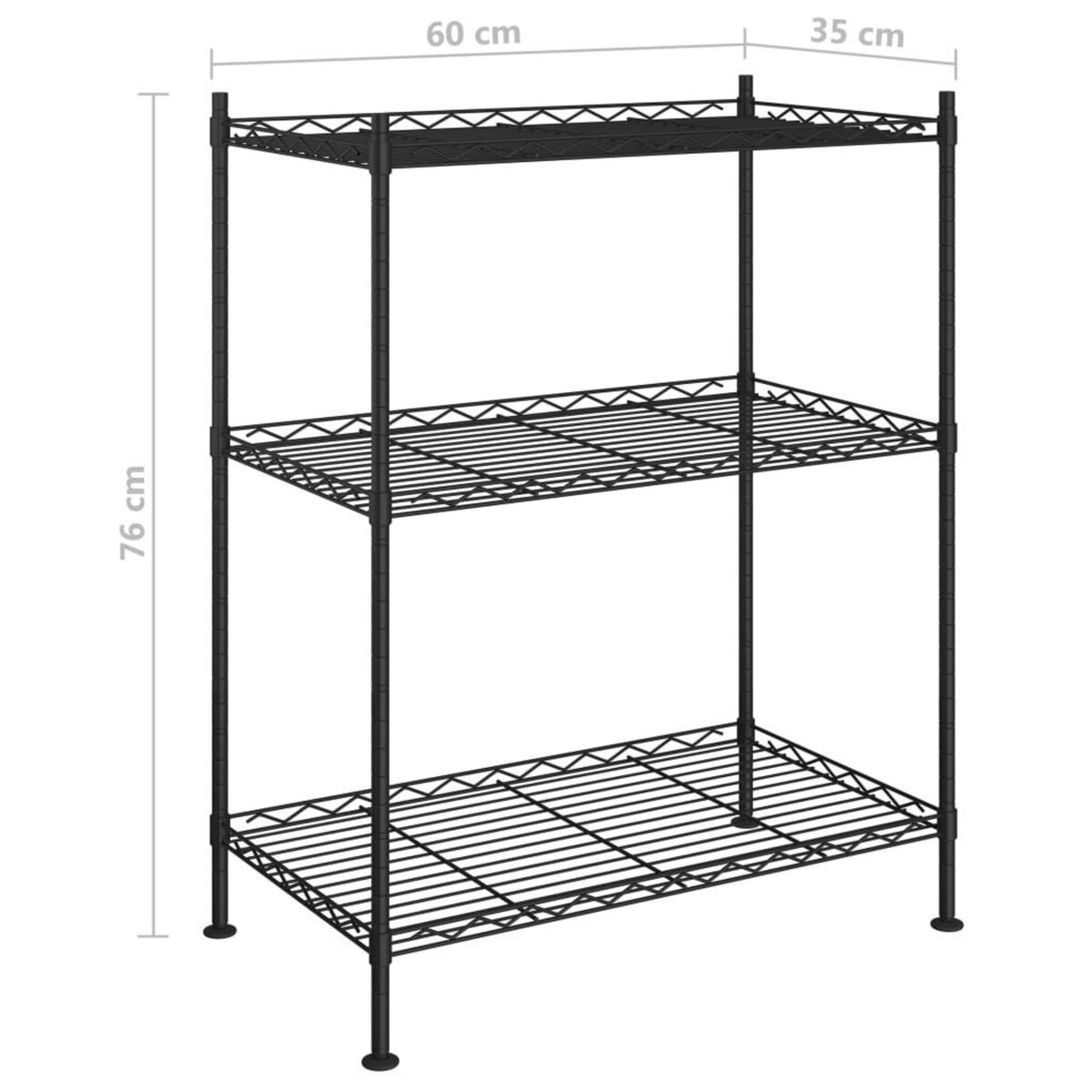 VIDAXL Etagere de rangement 3 niveaux 60x35x76 cm noir 150 kg