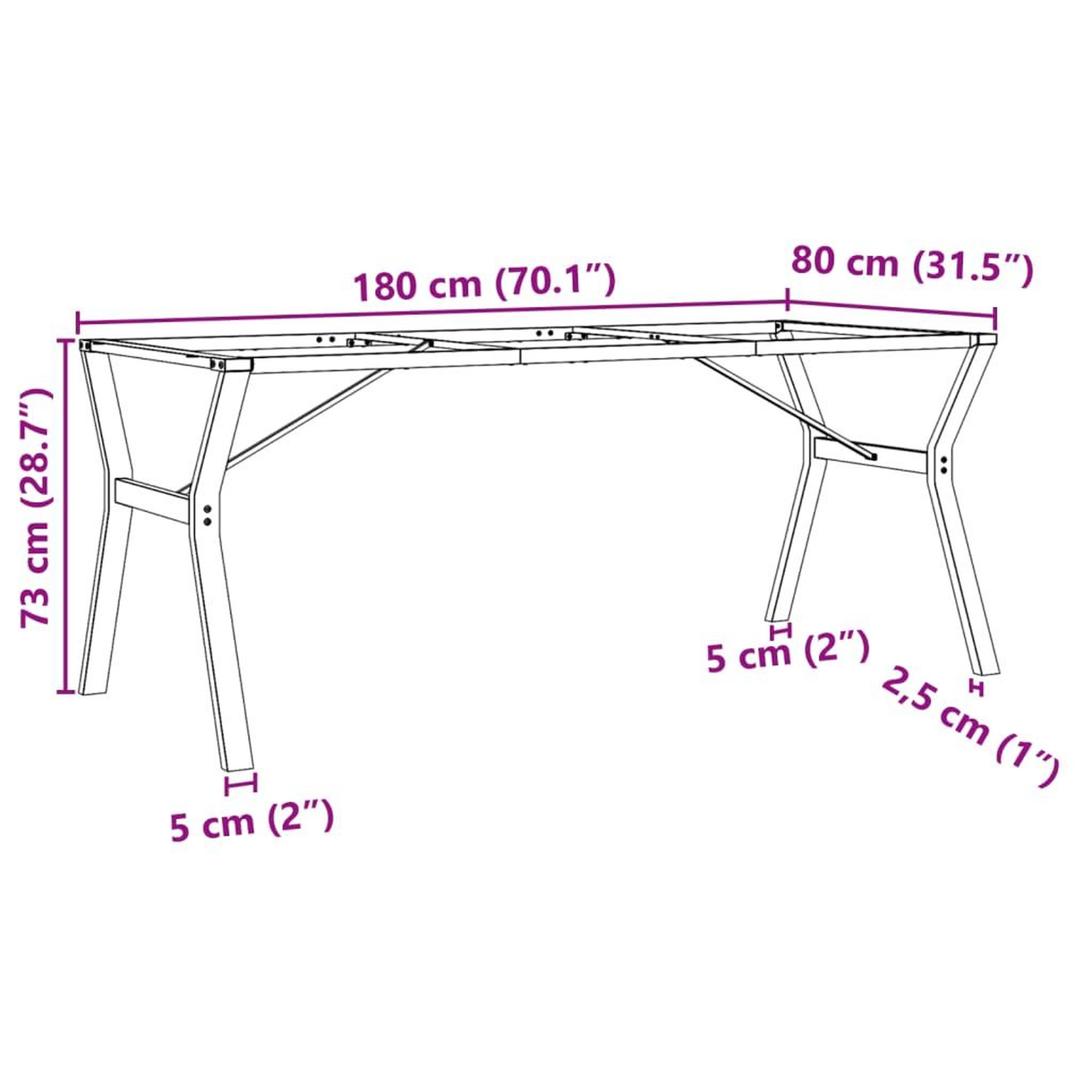 Voir la diapositive 6 : VIDAXL Pieds de table a manger cadre en Y 180x80x73 cm acier