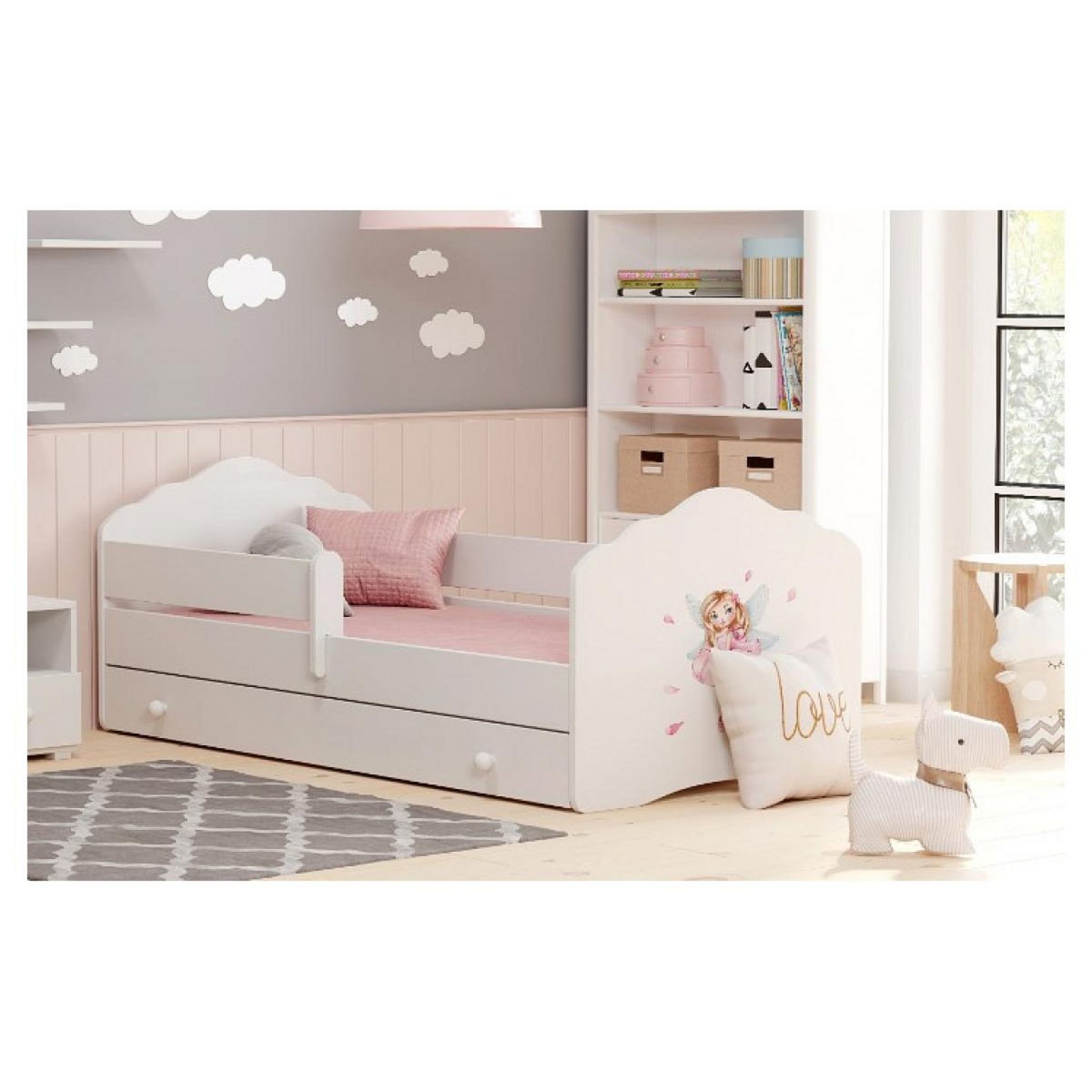 KOBI Lit enfant FALA BAR+SZU 140x70 Fée avec tiroir de rangement avec matelas