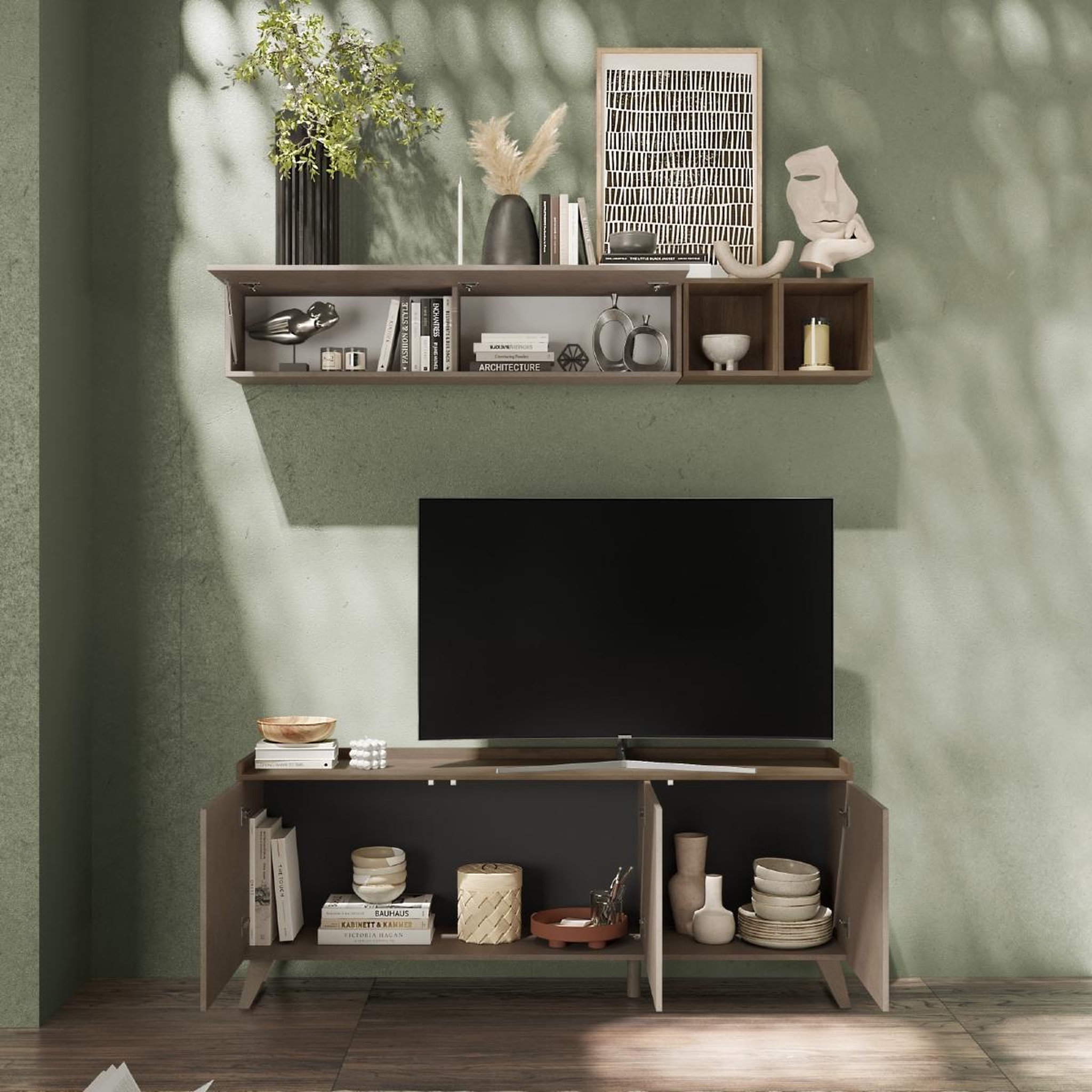 Voir la diapositive 3 : JLC KREATION Meuble tv contemporain 180cm 3 portes radost
