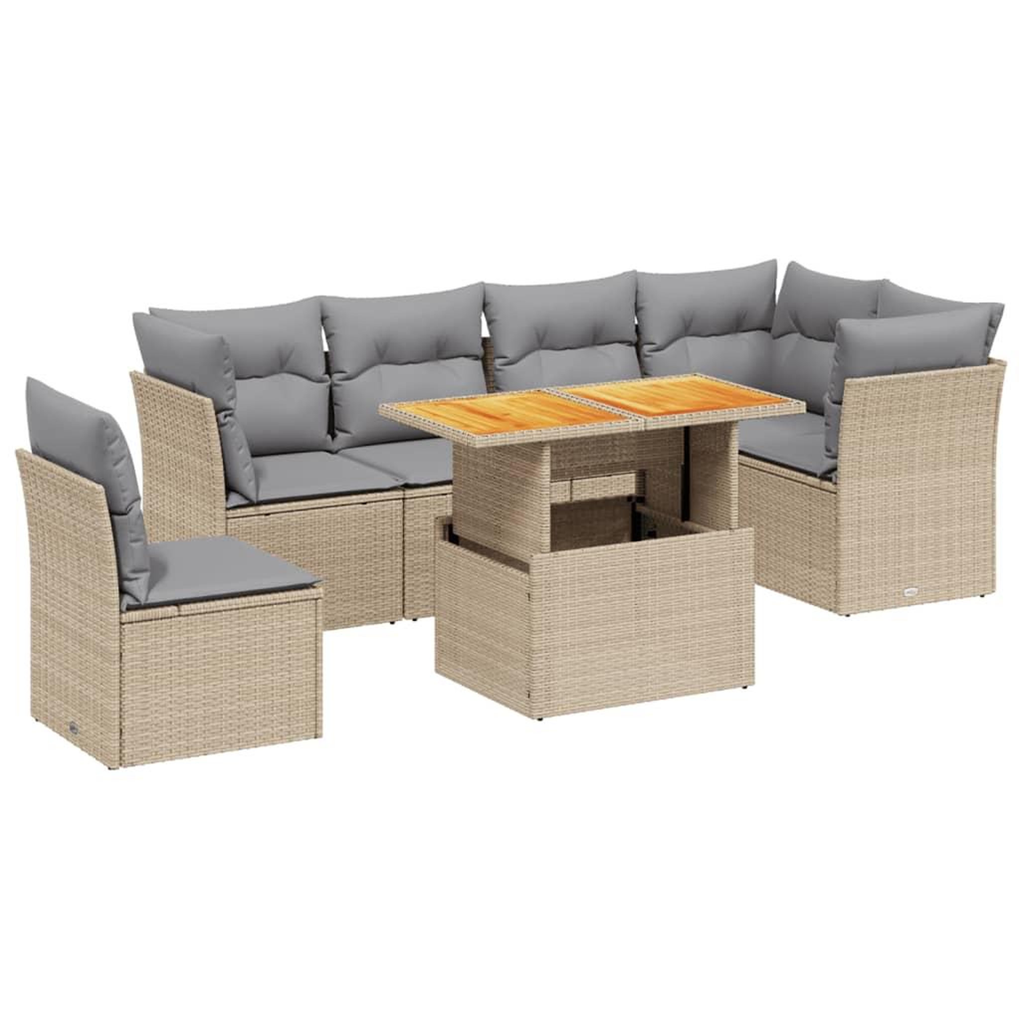 Voir la diapositive 2 : VIDAXL Salon de jardin avec coussins 7 pcs beige resine tressee