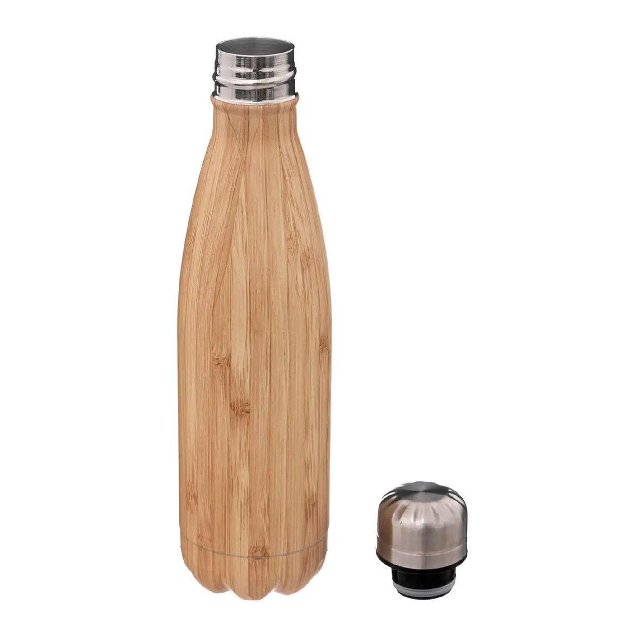 Voir la diapositive 2 : FIVE Bouteille isotherme inox  effet bambou  0,5l beige