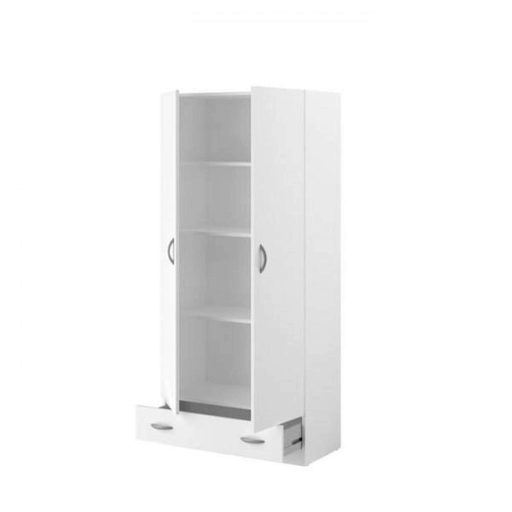Voir la diapositive 5 : PARISOT PARISOT Armoire 2 portes battantes + 1 tiroir - Panneaux de particules - Décor Blanc - L 78 cm x P 38 cm x H 170 cm - VARIA