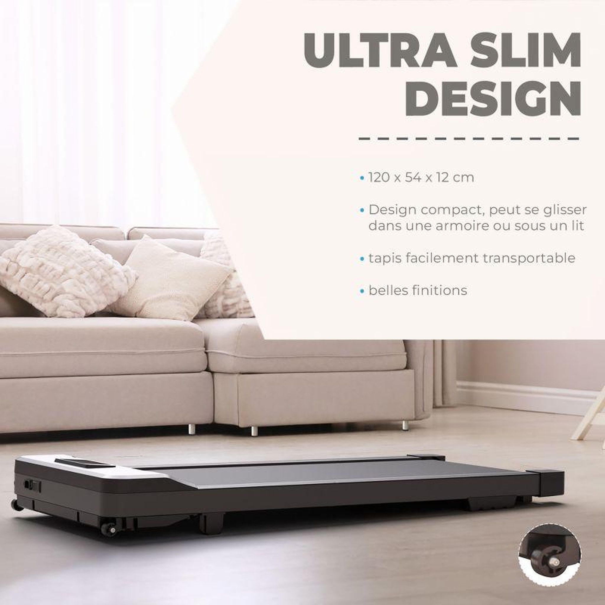 Voir la diapositive 3 : SPARRAW Tapis de marche compact - 120x54x12 cm- Ultra Slim -12 programmes