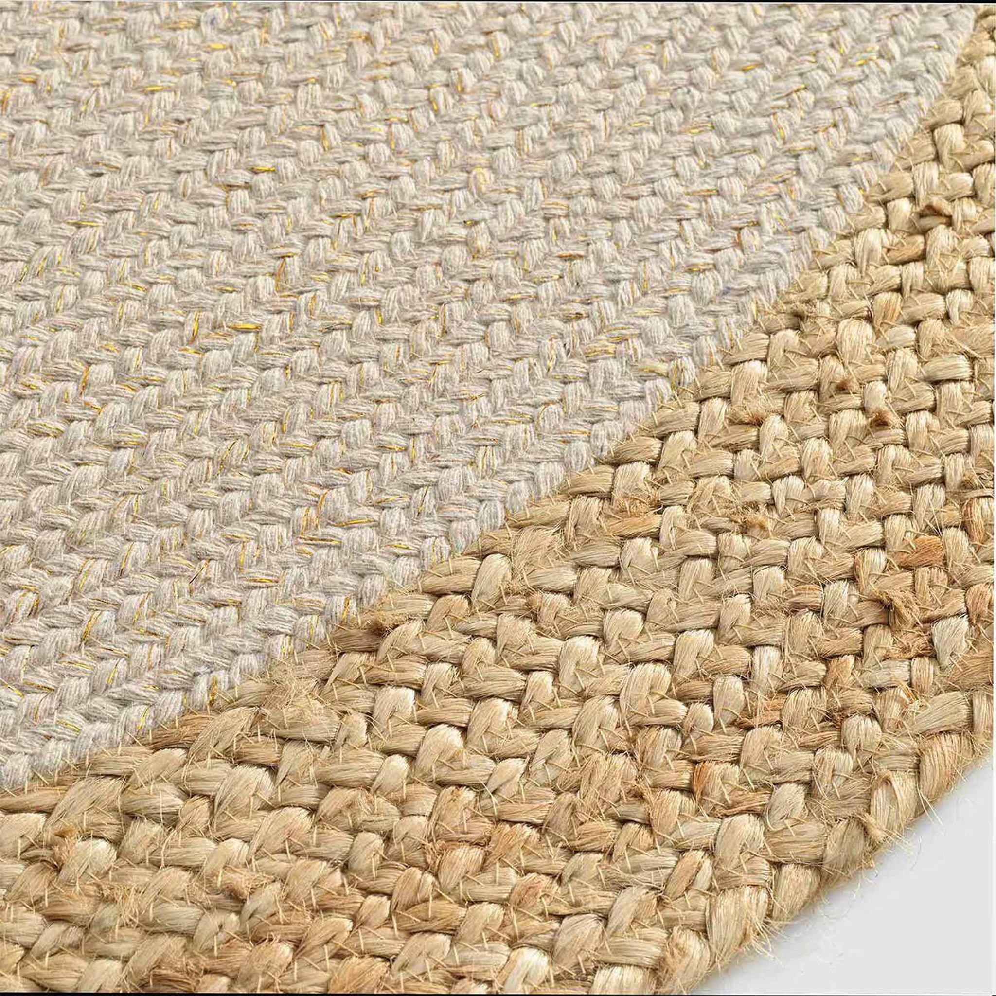 Voir la diapositive 2 : Douceur d'Intérieur Tapis déco rond en jute  mario  120cm naturel & or
