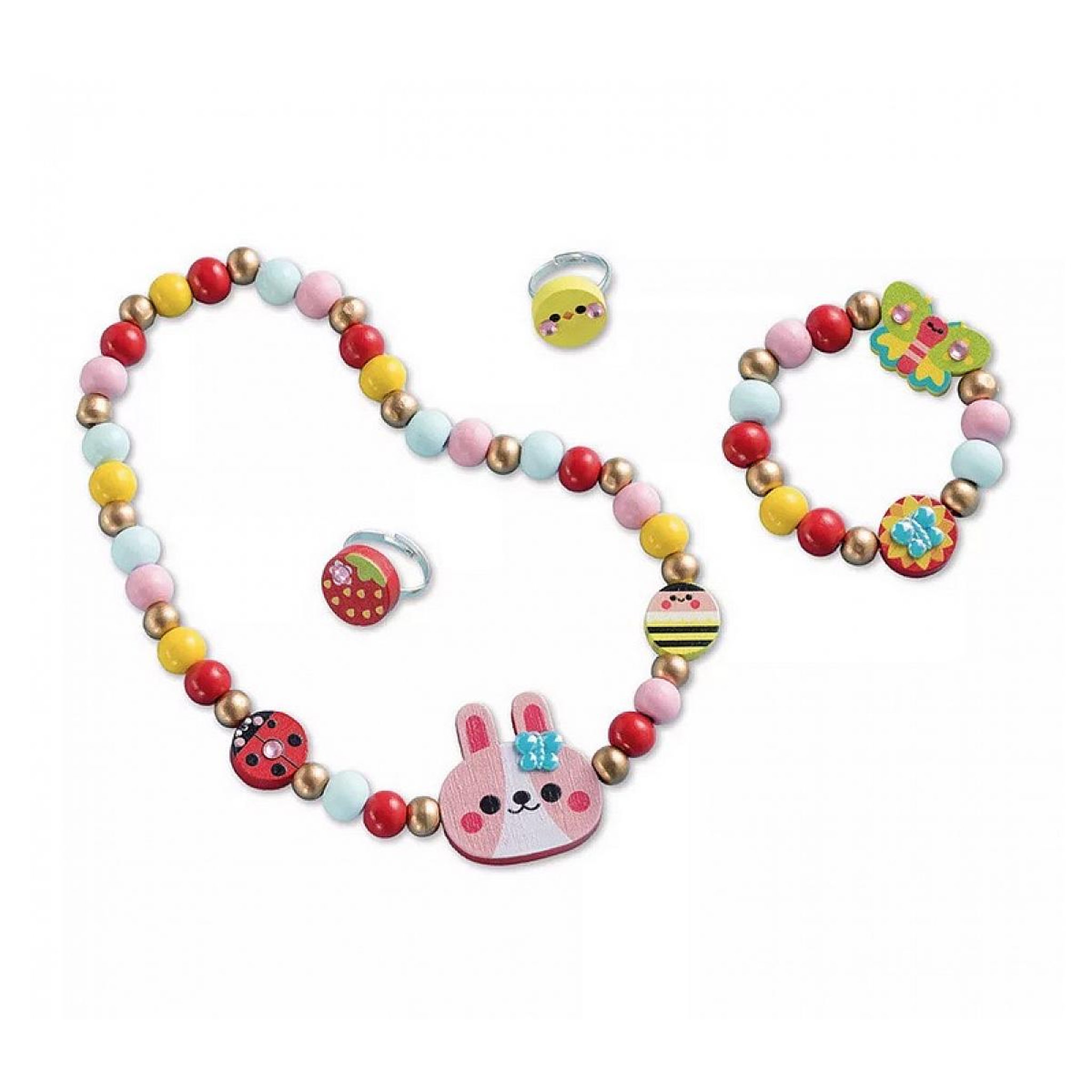 Voir la diapositive 2 : Juratoys-Janod 4 bijoux en bois a creer - Flower garden