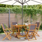 VIDAXL Chaises de jardin pliantes lot de 4 tissu et bois massif