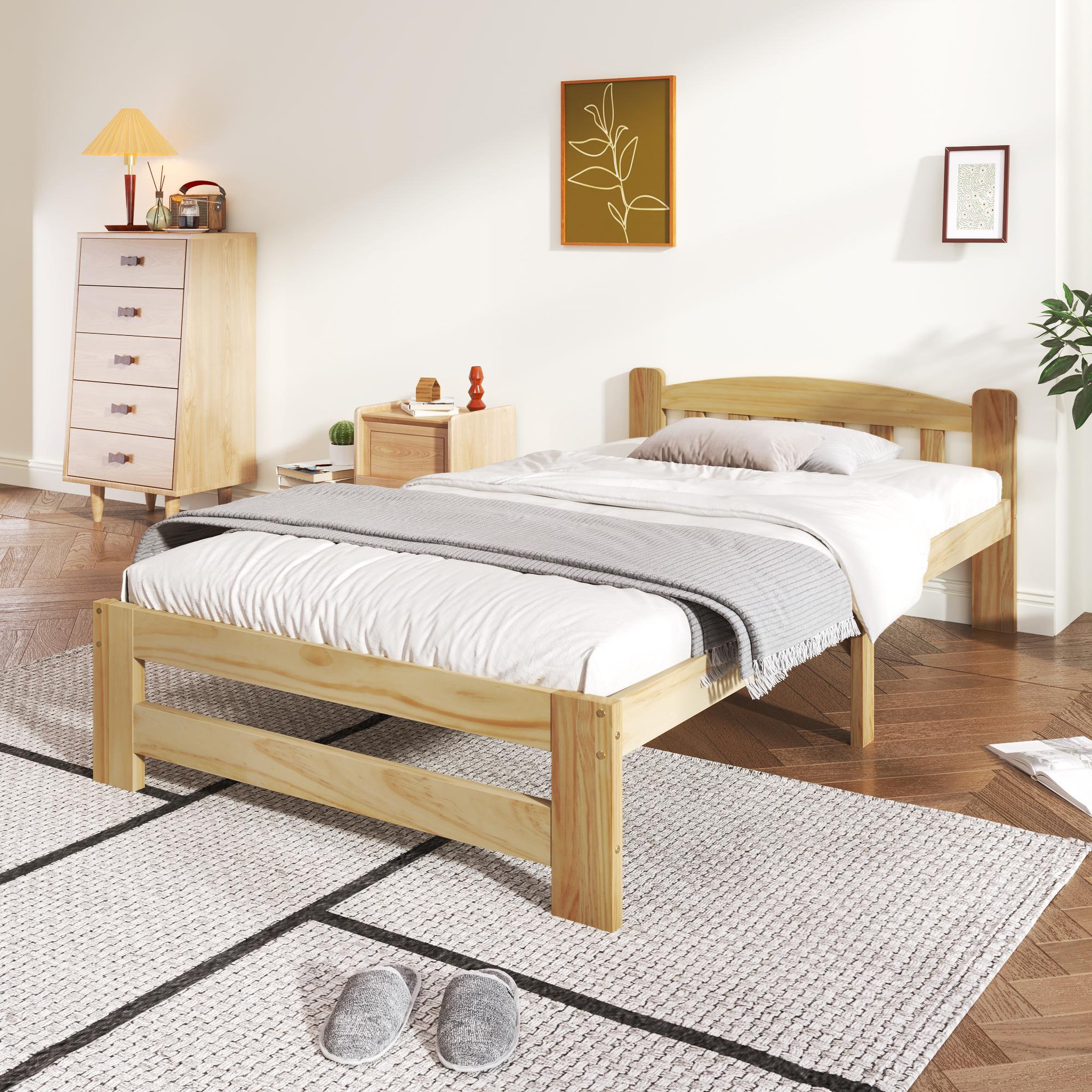 Voir la diapositive 5 : MERAX Lit simple 90x200cm bois coloris naturel