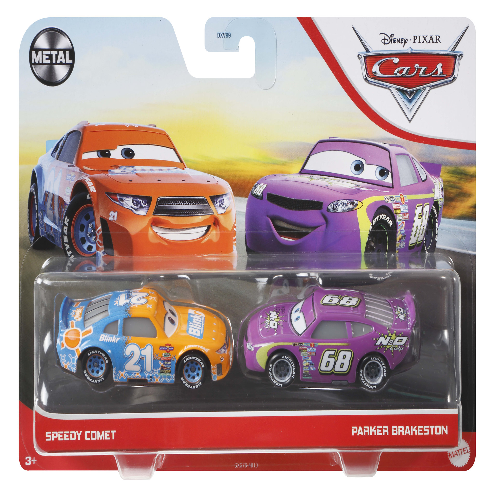 Voir la diapositive 2 : MATTEL Mattel Pack de 2 véhicules - Cars - Speedy Comet et Parker Brakeston