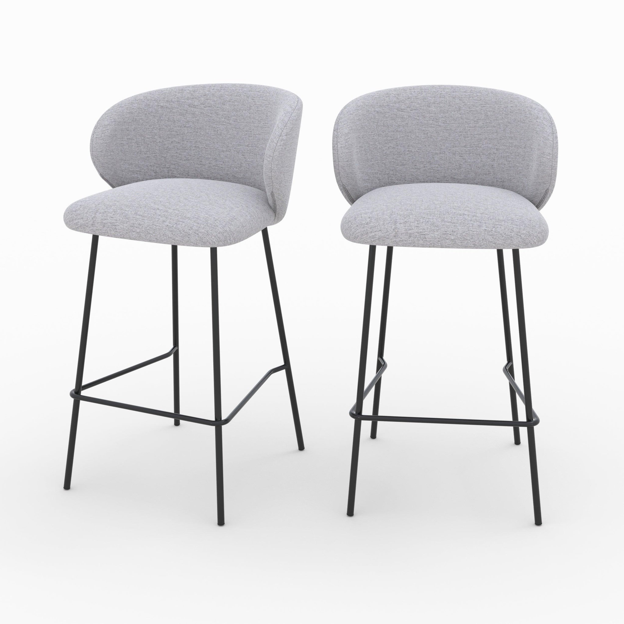 MAISON PAVANE Lot de 2 chaises pour îlot central en tissu gris clair 67 cm-victoria