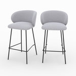 MAISON PAVANE Lot de 2 chaises pour îlot central en tissu gris clair 67 cm-Victoria