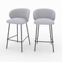 Voir la diapositive 1 : MAISON PAVANE Lot de 2 chaises pour îlot central en tissu gris clair 67 cm-Victoria