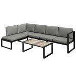 OUTSUNNY Salon de jardin d'angle 5 personnes design table basse coussins gris inclus