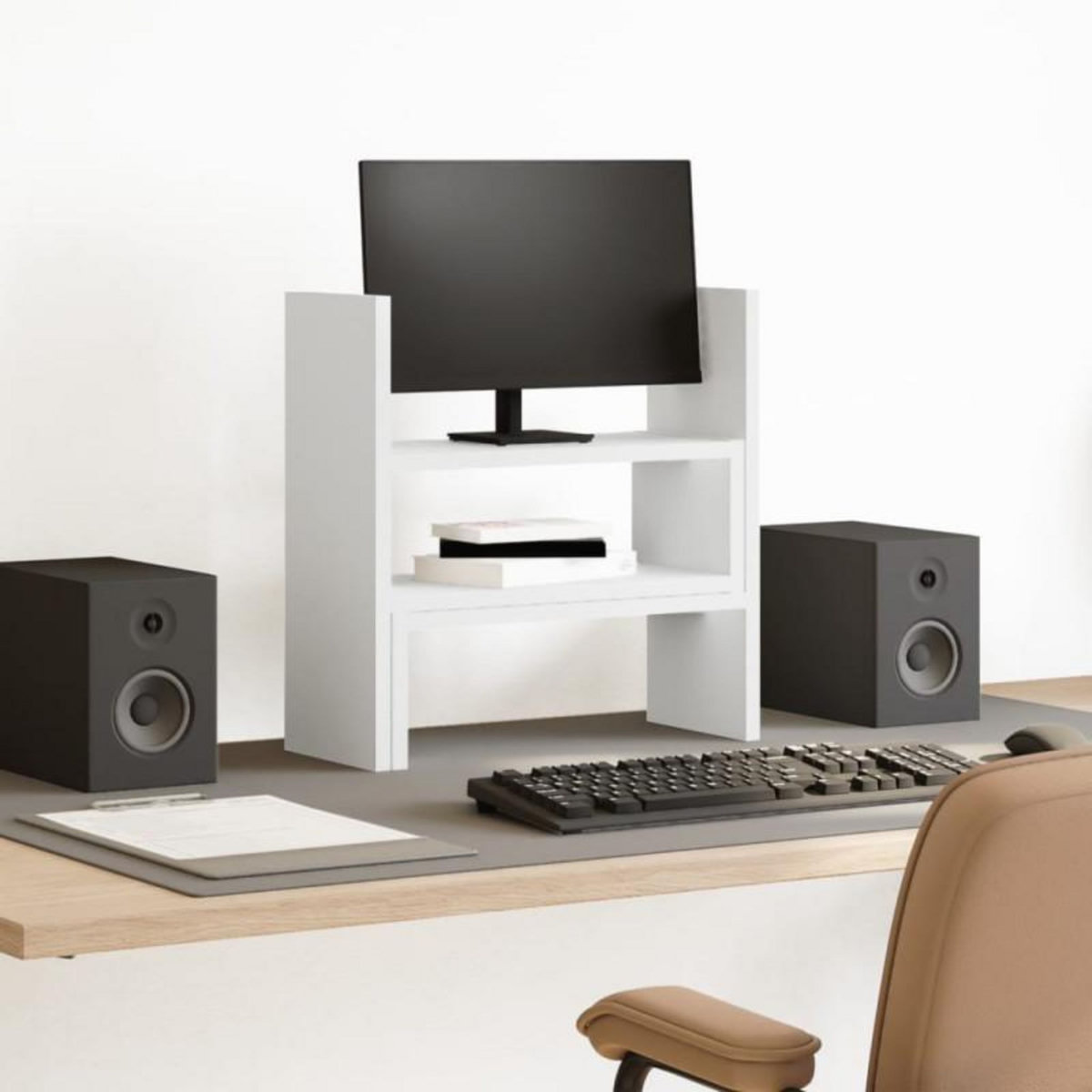 VIDAXL Organisateur de bureau réglable blanc bois d ingénierie