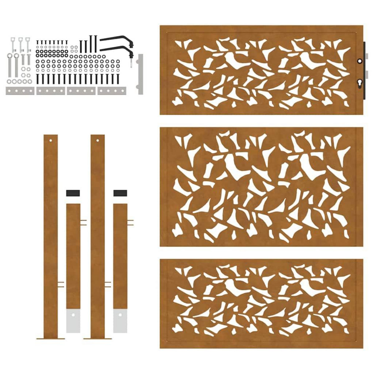 VIDAXL Porte de jardin acier resistant aux intemperies design feuilles