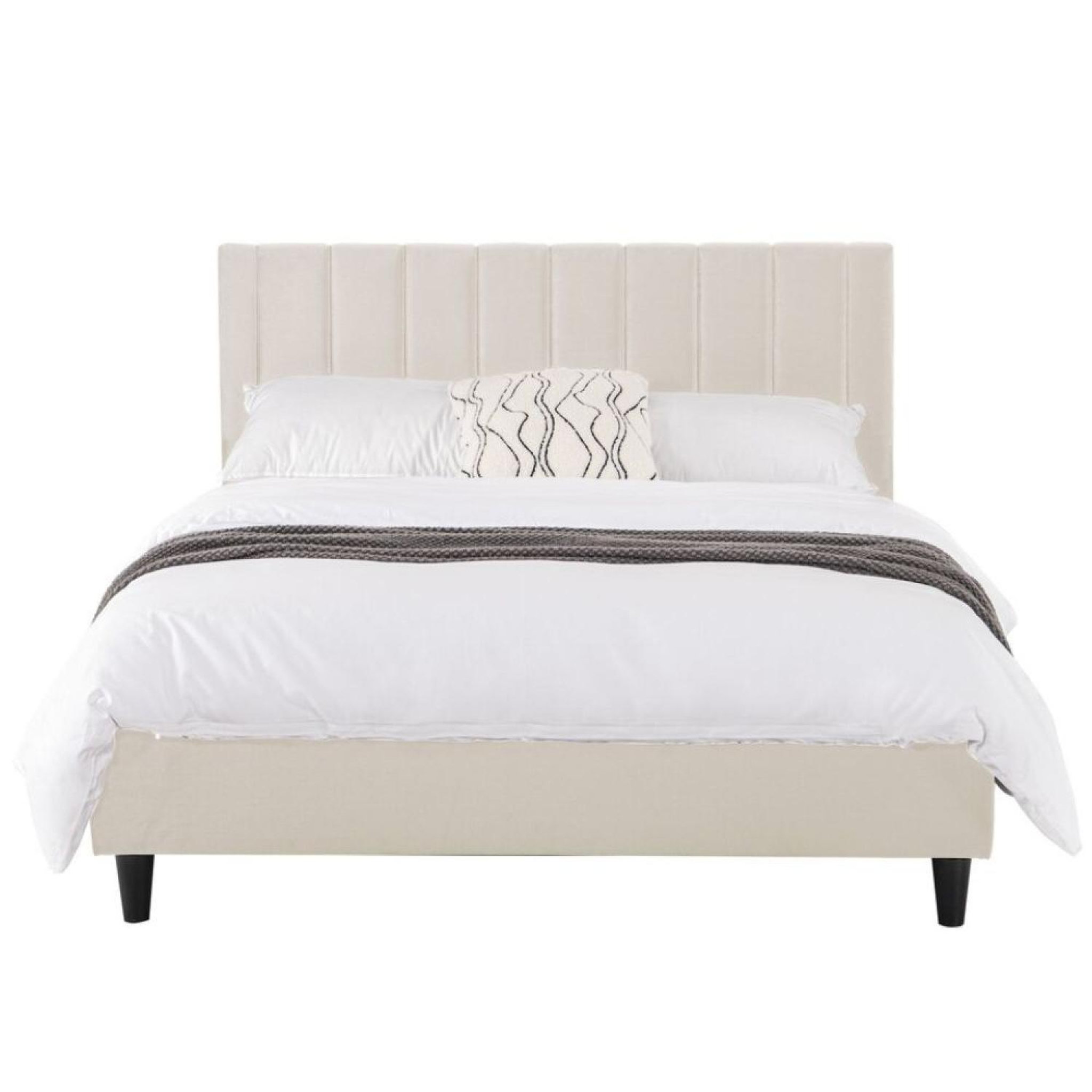 CONCEPT USINE Lit 140x190 cm en velours beige CAMBRIDGE