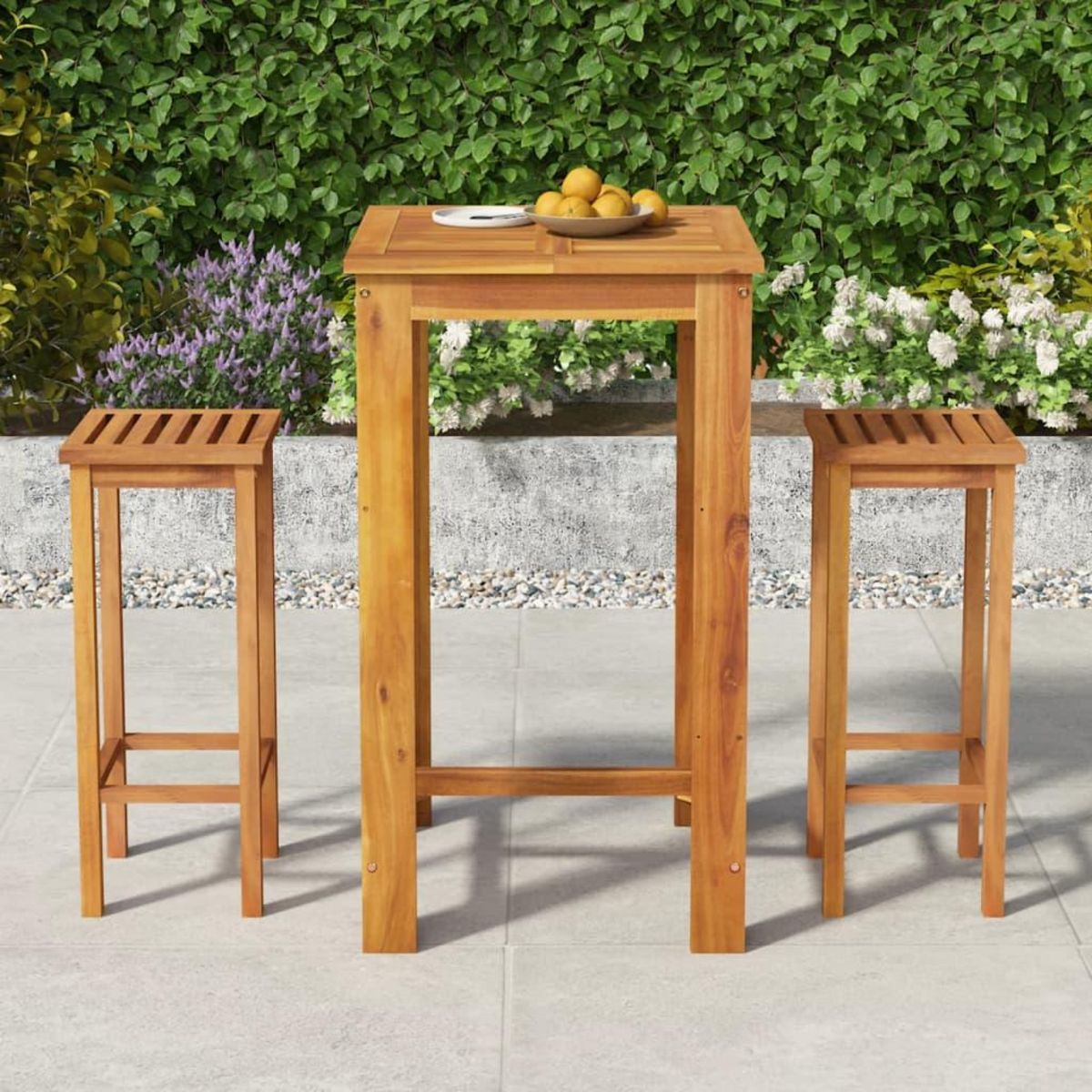 VIDAXL Ensemble de bar de jardin 3 pcs bois d'acacia solide