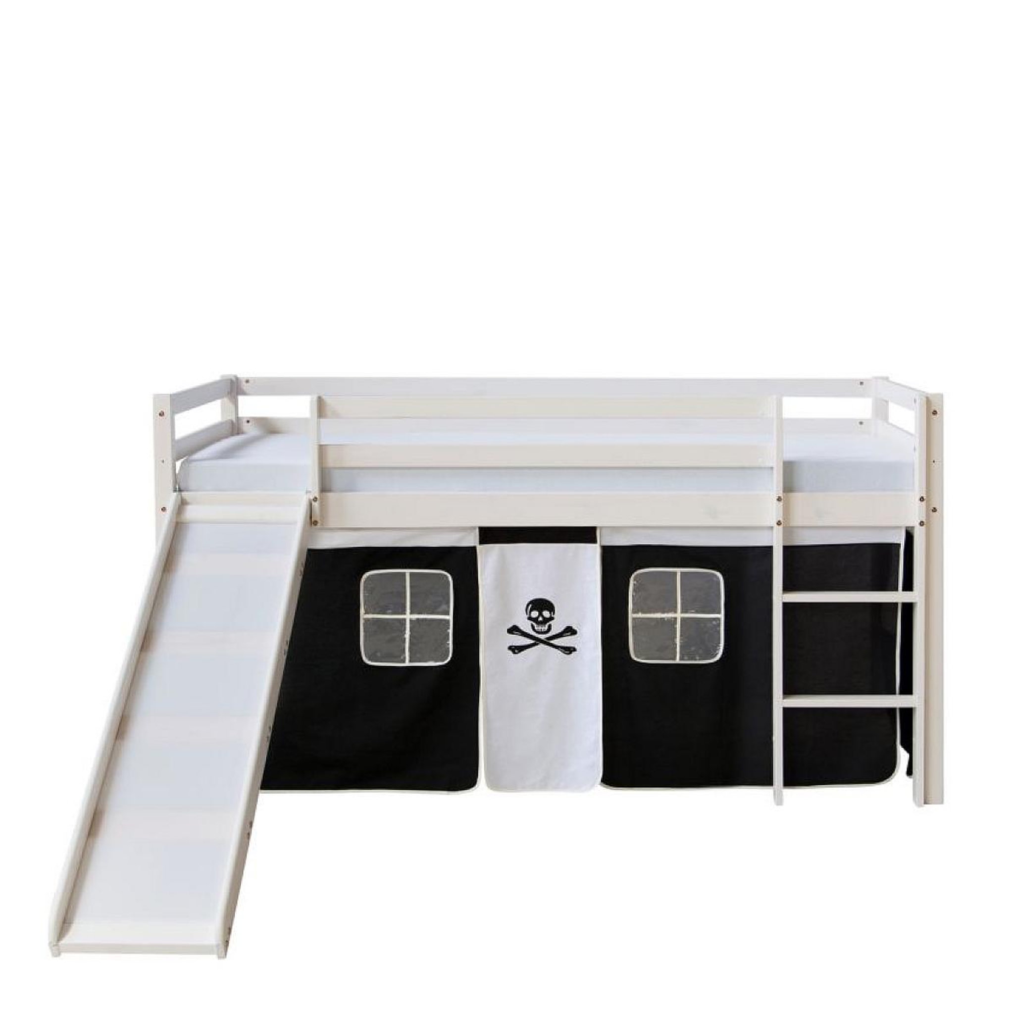 Voir la diapositive 4 : HomeStyle4U Lit noir mi-haut 90x200 cm avec matelas toboggan