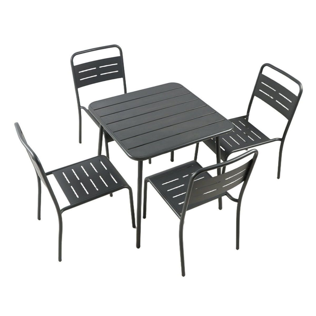 CONCEPT USINE Ensemble table de jardin carrée et 4 chaises BERGAME
