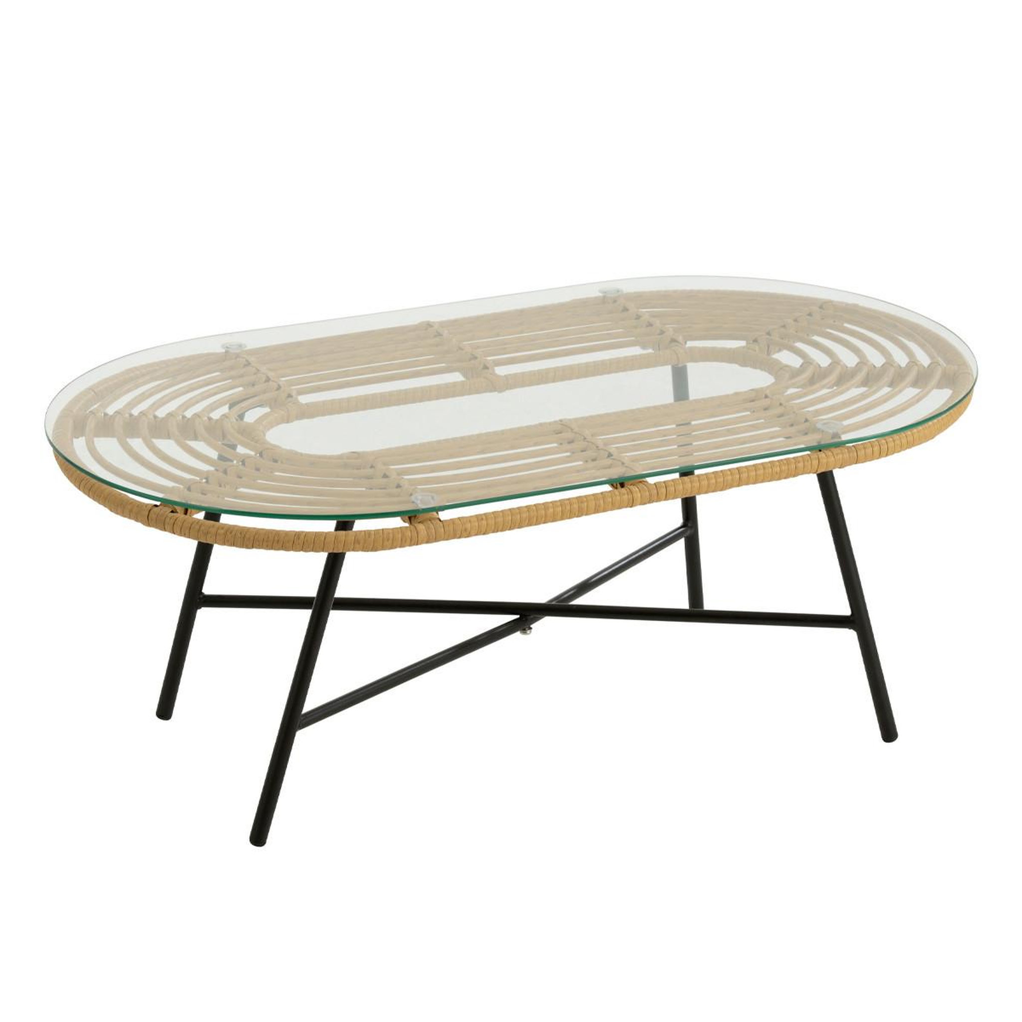 Voir la diapositive 1 : J-LINE Table Basse de Jardin  Celeste  90cm Naturel & Noir