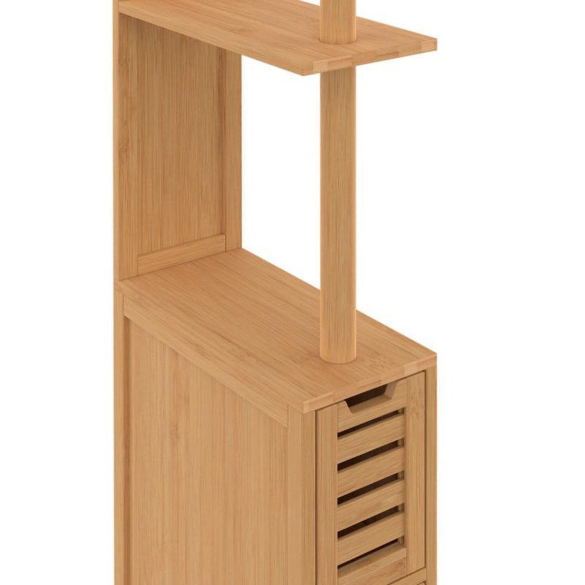 ID MARKET Meuble WC 2 portes bambou BEA avec étagères