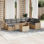 Voir la diapositive 1 : VIDAXL Salon de jardin avec coussins 9 pcs beige resine tressee