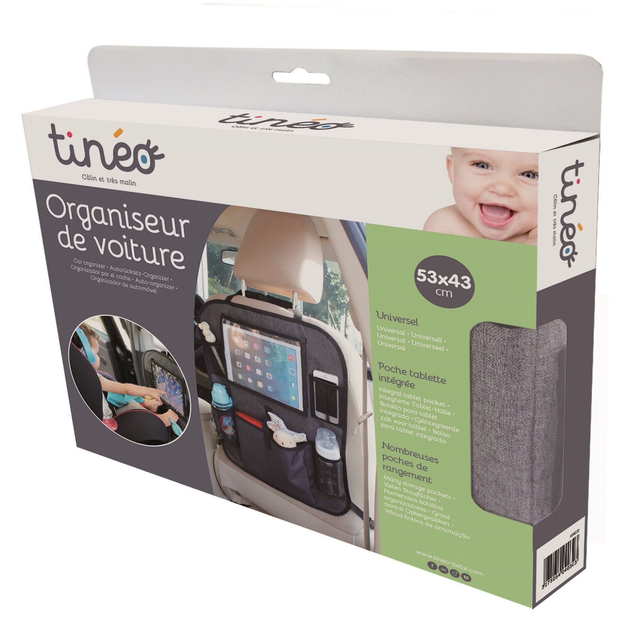 Voir la diapositive 5 : TINEO Organiseur de voiture avec pochette pour tablette