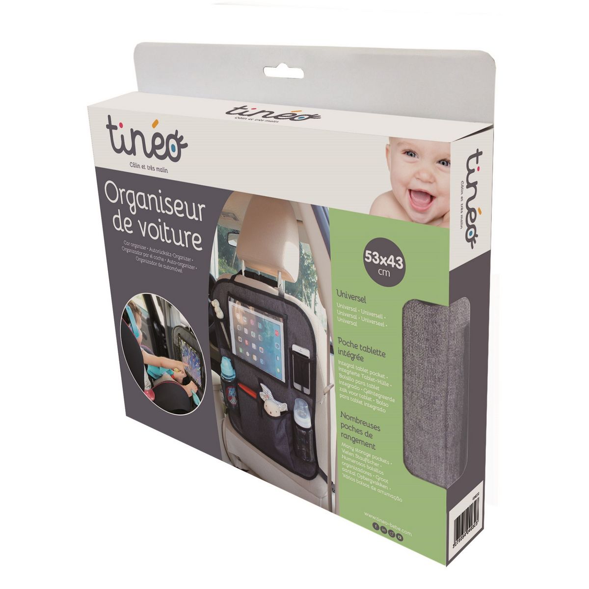 TINEO Organiseur de voiture avec pochette pour tablette