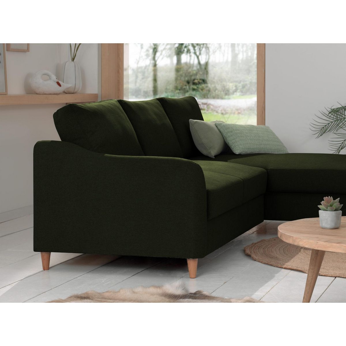 LISA DESIGN Will - canapé d'angle droit - convertible avec coffre - 4 places - en tissu