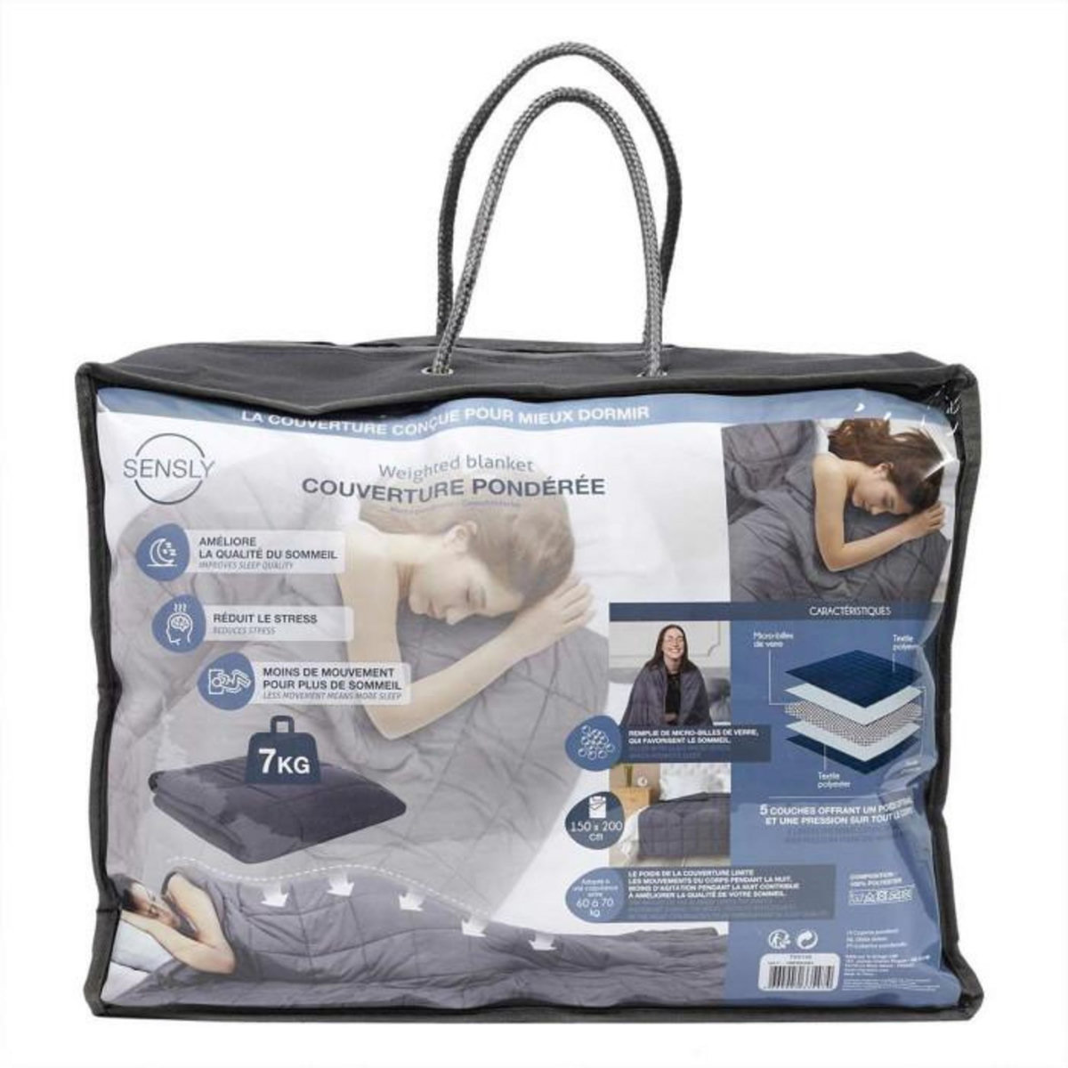 Paris Prix Couverture Pondérée  Sensly  150x200cm Gris