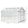 Voir la diapositive 3 : OUTSUNNY Serre de jardin aluminium polycarbonate 5,5 m² dim. 3,03L x 1,83l x 1,95H m fondation lucarne porte loquet