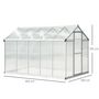 Voir la diapositive 3 : OUTSUNNY Serre de jardin aluminium polycarbonate 5,5 m² dim. 3,03L x 1,83l x 1,95H m fondation lucarne porte loquet