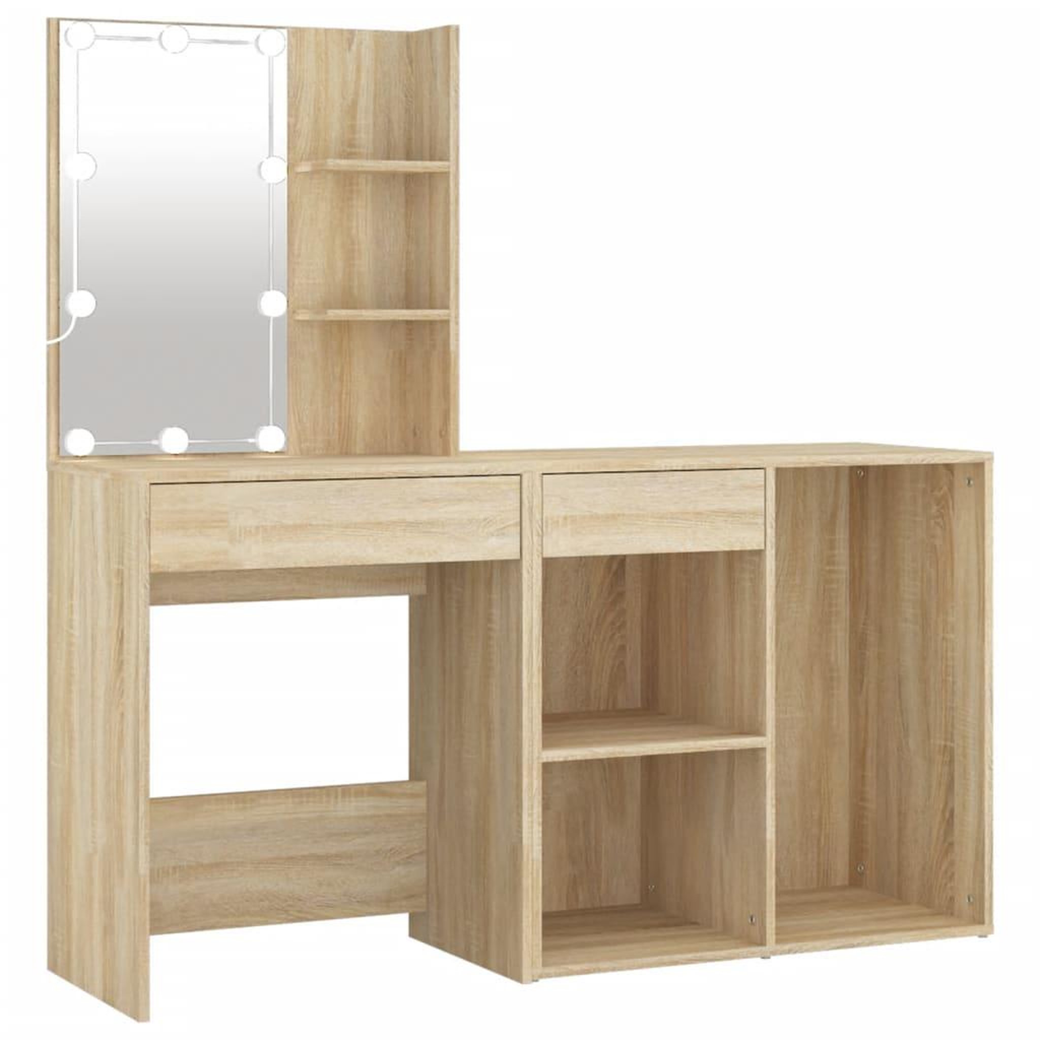 Voir la diapositive 2 : VIDAXL Coiffeuse a LED avec armoire Chene sonoma Bois d'ingenierie