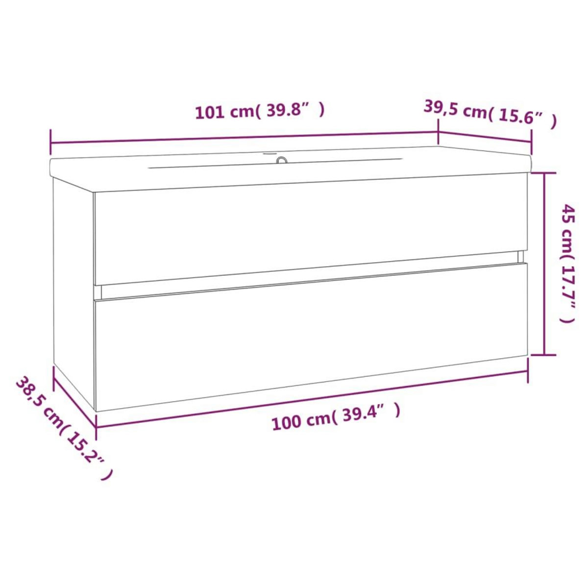 VIDAXL Meuble lavabo avec bassin integre Chene brun Bois d'ingenierie