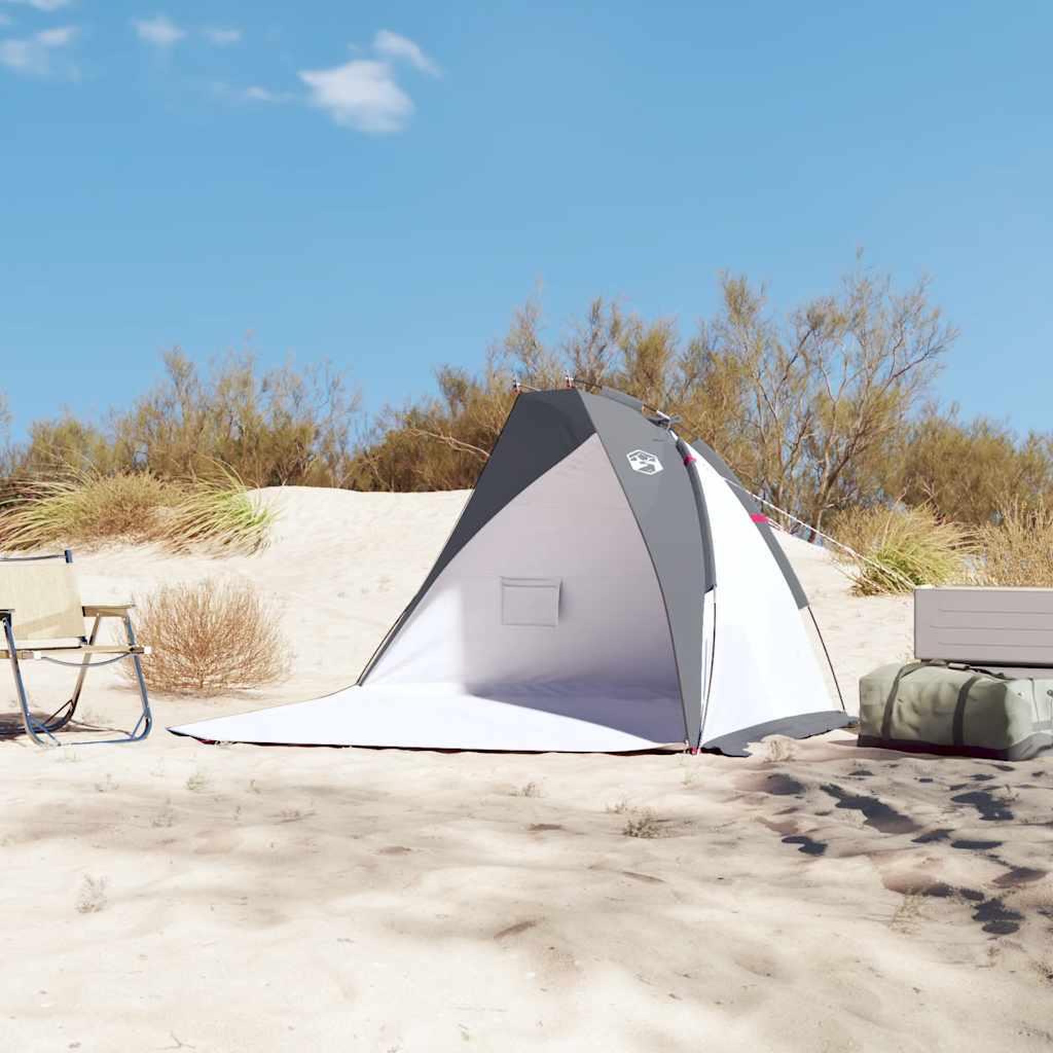 Voir la diapositive 3 : VIDAXL Tente de plage gris 268x223x125 cm 185T polyester