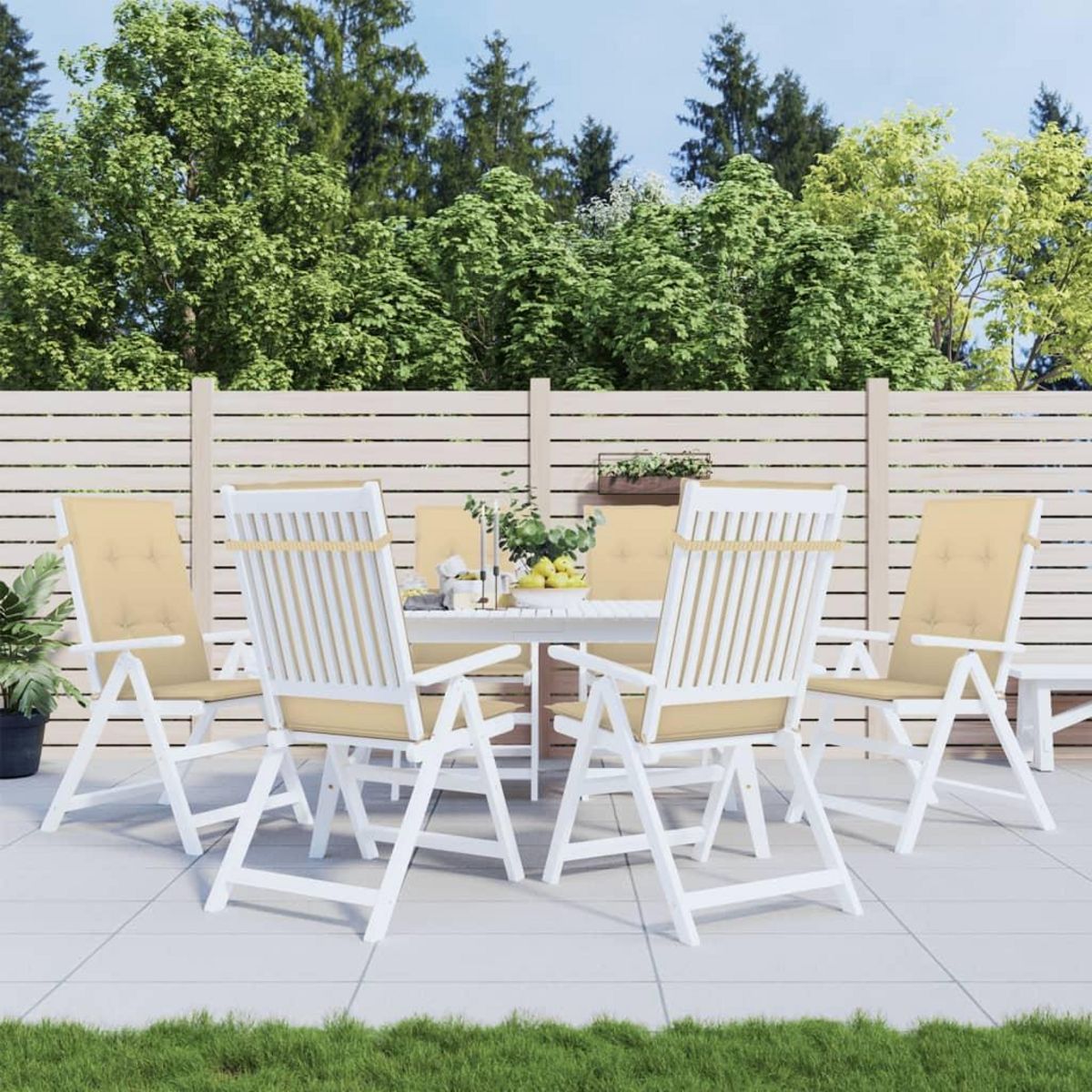 VIDAXL Coussins de chaise a dossier haut lot de 6 beige melange tissu