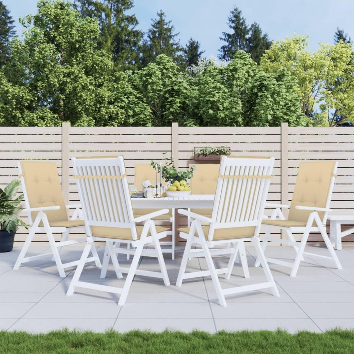 VIDAXL Coussins de chaise a dossier haut lot de 6 beige melange tissu