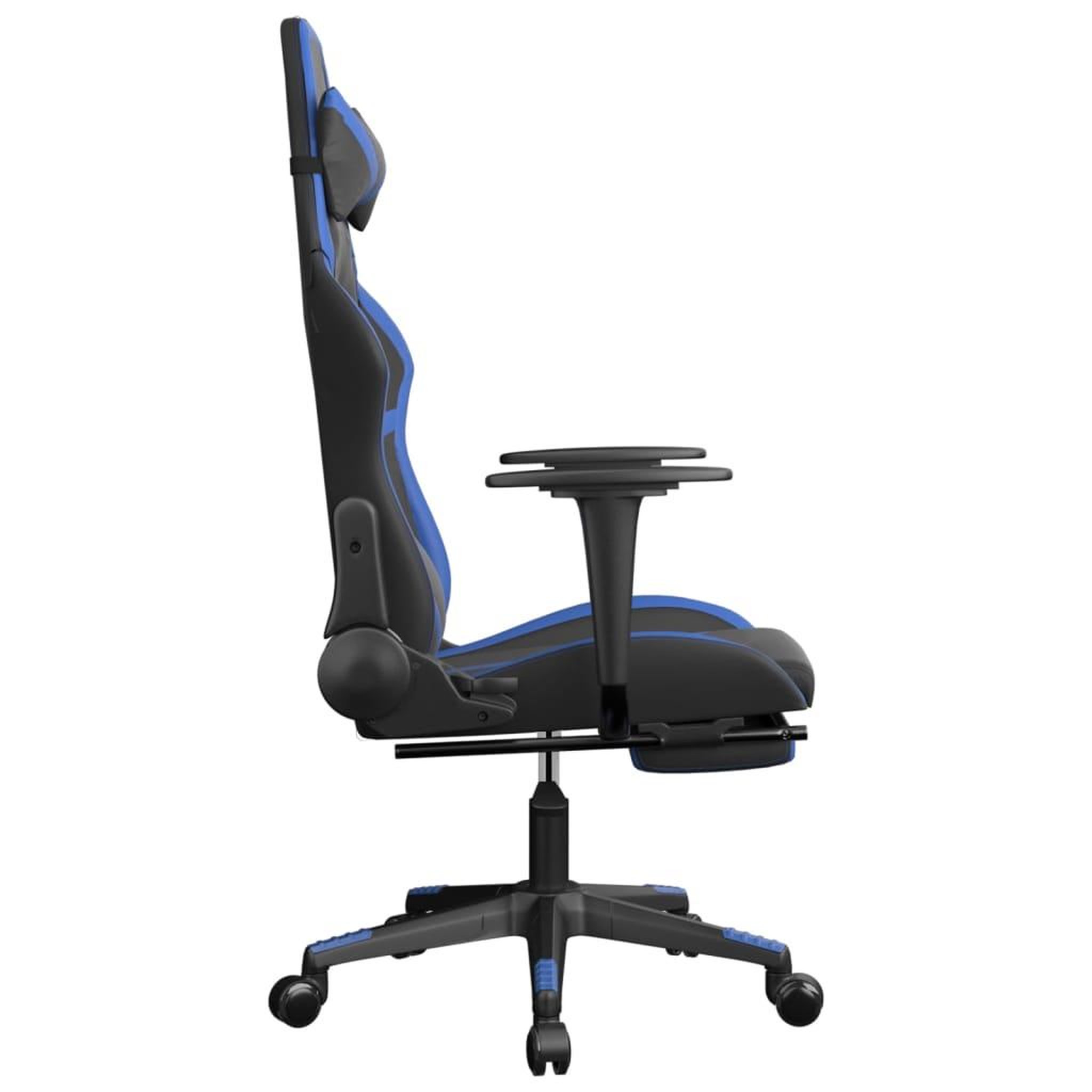 Voir la diapositive 4 : VIDAXL Chaise de jeu avec repose-pied Noir et bleu Similicuir