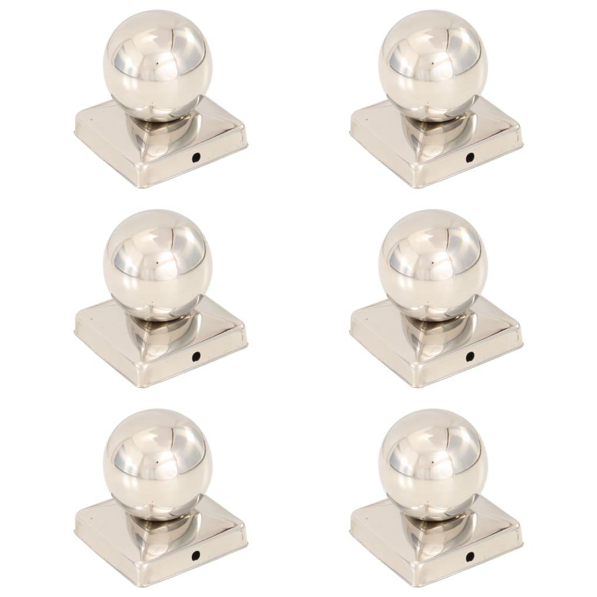 VIDAXL Bouchons de poteau 6 pcs globe final acier inoxydable 101x101mm
